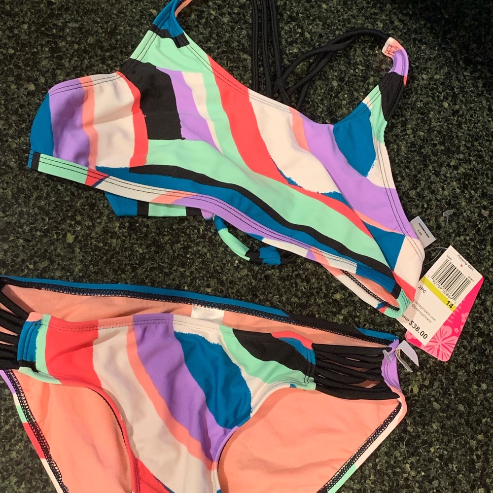NWT Gossip Girl 2pc swimsuit bikini sz 14
